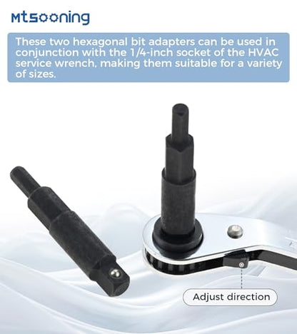 3Pcs HVAC Service Wrench Tool,Refrigeration Wrench with Hexagon Bit Adapter