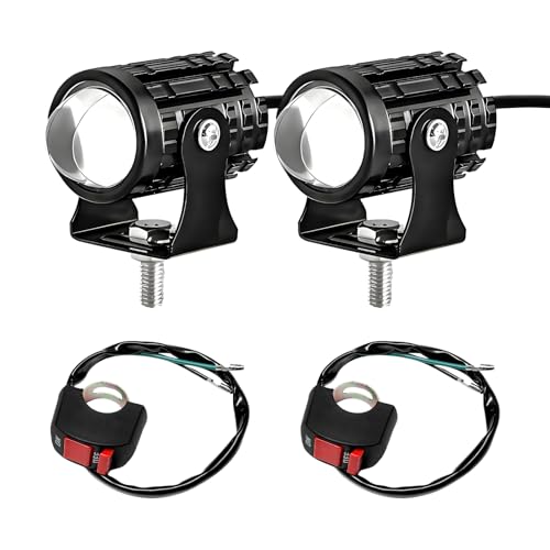 Wevdn 2PCS Motorcycle LED Driving Fog Lights, Super Bright White/Amber Motor Auxiliary LED Spotlights with 2 Switch, Waterproof Aux Motorcycle Headlight for Car Truck ATV Tractor (8-80v+Flash) - color: 8-80v+Flash
