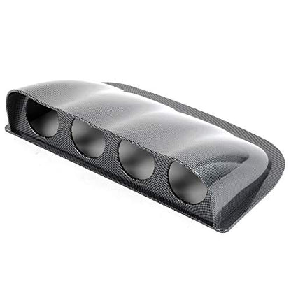 Universal 4 Hole Gauge Mount Holder Carbon Fiber Style Quadruple Dash Meter Pod Instrument Panel Cover for Auto Truck Boat Motorcycle ABS Plastic 52mm Hole Diameter 33.5 x 8.6cm
