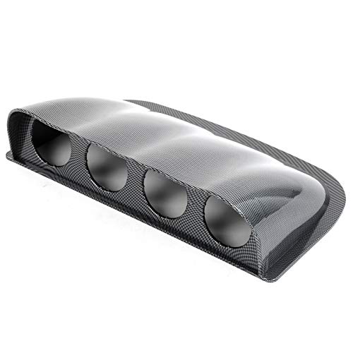 Universal 4 Hole Gauge Mount Holder Carbon Fiber Style Quadruple Dash Meter Pod Instrument Panel Cover for Auto Truck Boat Motorcycle ABS Plastic 52mm Hole Diameter 33.5 x 8.6cm