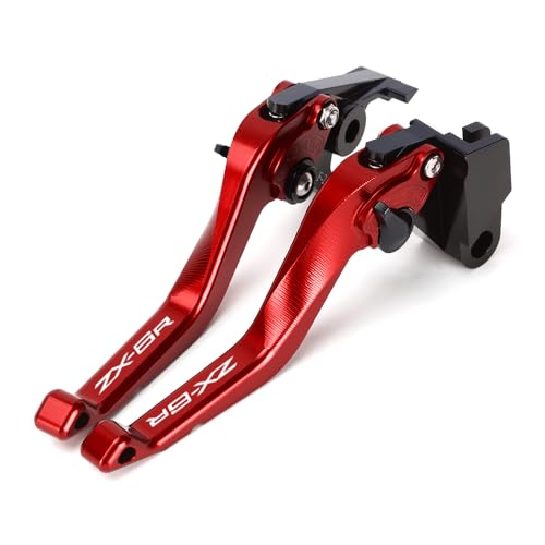 Short Brake Clutch Levers Compatible with K.awasaki Ninja ZX6R 2019 2020 2021 2022 2023 2024 2025 2026 | Front Shorter Levers Handles ZX-6R ZX 6R ZX636 Ninja636 Accessories (red) - color: Red