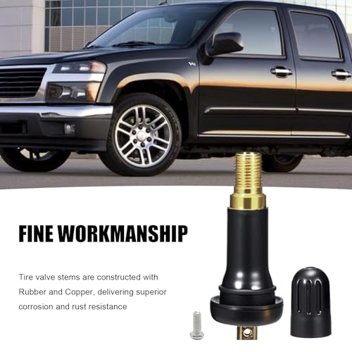 Saihisday TR413 Valve Stems Black Rubber Snap-in Tire Valve Wheel Rim Stems TPMS for GM Chevy (Pack of 100)
