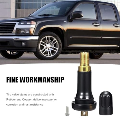Saihisday TR413 Valve Stems Black Rubber Snap-in Tire Valve Wheel Rim Stems TPMS for GM Chevy (Pack of 100)