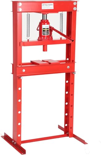 20-Ton Hydraulic h-Frame Shop Press with Adjustable Worktable & Press Plates | Heavy-Duty Press for Bending Straightening Bearing Installation | Ideal for Auto Repair Garages & Workshops,Red. - color: Red-20T