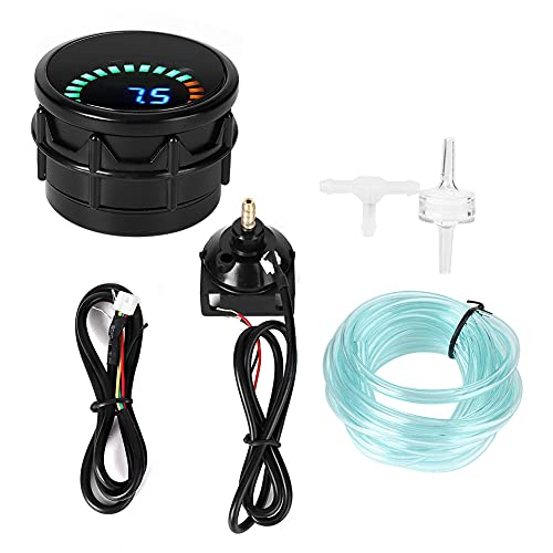 52mm Digital Vacuum Gauge Kit, 2in LED Scale Display Marine & Car Vacuum Meter, 0-30 in.Hg 12V Universal Automotive Gauge for Engine Diagnostics