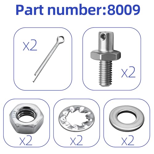 (2-Pack) Throttle Cable Adapter Stud Kit #8009 Compatible with 1977 & Later Chevrolet Models (Includes Nut, Washers, Cotter Pin)