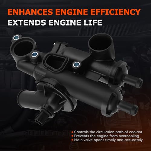 68003582AB Engine Coolant Thermostat Housing Assembly Compatible with Dodge, Chrysler, Jeep - Journey 09-20, Avenger 09-14, Compass Patriot 07-17, Caliber, Sebring, 200 4Cyl 2.4L 2.0L