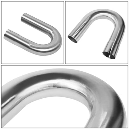 DNA MOTORING 8Pcs 2 Inches Stainless Steel DIY Custom Exhaust Tubing Mandrel Bend Pipes Straight & U-Bend Kit, Universal Fit, ZTL-20SS-8P - size: 2Inch, style: Stainless Steel