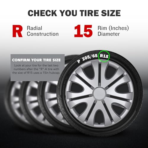 15inch Wheel Guards – (4 Pack) Hubcaps for Car Wheel - color: 5082-Lacquer-15