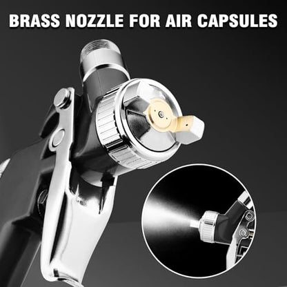 Mini HVLP Air Spray Gun, Touch Up Paint Guns with 0.8/1.0mm Nozzles - color: Black