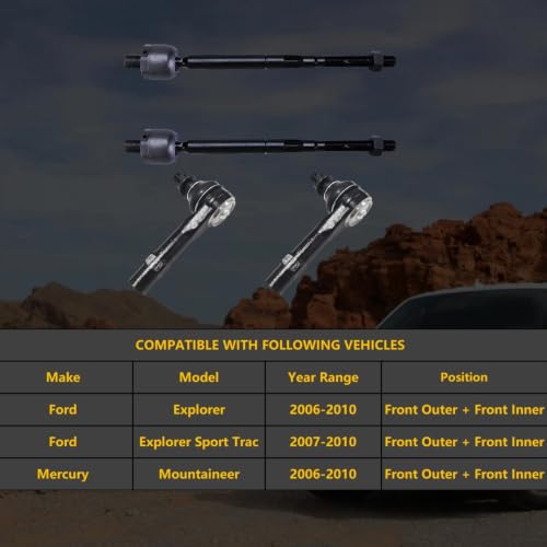 Front Outer Inner Tie Rod for Ford Explorer 2006-2010 ES80786 EV800278 - size: ES80786 EV800278