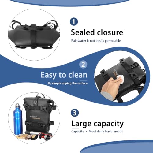 MRSXXNTY 【2 Pcs】 Motorcycle Crash Bar Bag 4L Bumper/Anti-Fall Bar Luggage Bag Motorcycle Frame Bag Side Bag Waterproof Wear-Resistant and Durable Comes With Shoulder Strap Black (Black 2Pcs) - color: Black 2Pcs