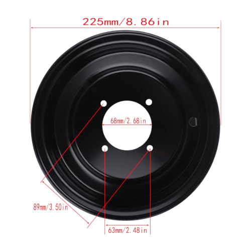 8 inch Front Wheel Rim Hub with 3 Holes Fits for 19x7.0-8 Tires Most ATV Go Kart Off-Road Dirt Pit Bike Quad Dirt Bikes (4 Holes 8" ATV Wheel Rim)