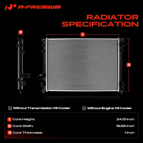 A-Premium Engine Coolant Radiator Assembly Compatible with Dodge, Chrysler