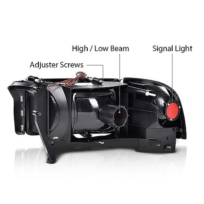 G-PLUS LED Headlights Fit Dodge Ram 1500 1994-2001/Ram 2500 3500 1994-2002 - size: Fit Dodge Ram 1994-2001(Smoke)