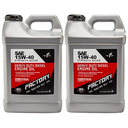 Factory Racing Oil 209903 Twin Pack SAE 15W-40 Synthetic Blend Diesel Engine Oil - API CK-4-5 Gallons (2x2.5 Gal bottles) - size: 5 Gallons - 15W-40