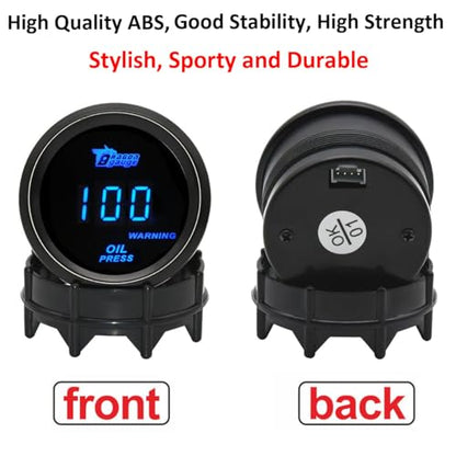 Car Oil Pressure Gauge 12V Auto Oil Press Gauge Psi 2" 52mm Meter - color: Blue Light Oil Press Psi