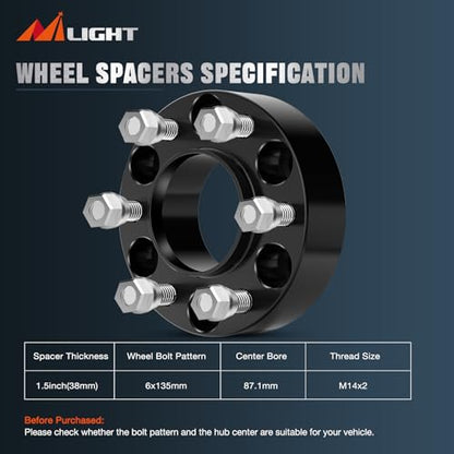 Nilight 6x135 Wheel Spacers for 2004-2014 Ford F150 - size: 2004-2014 F150 1.5inch
