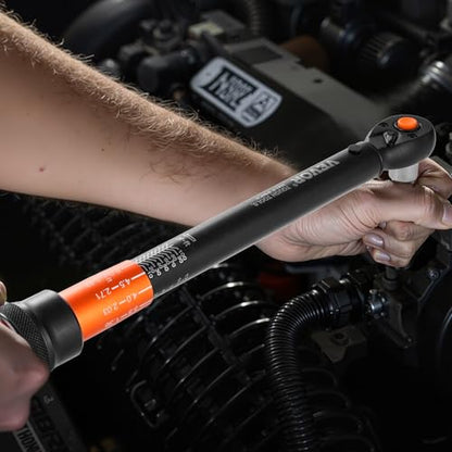 VEVOR 3/8 Inch Drive Torque Wrench, 10-100 ft.lb/13.6-135.6 Nm, Dual-Direction Adjustable Click Torque Wrench with 1/2 & 1/4 adapter, 3" Extension Bar, for Automobile Repair - size: 3/8" 4 PCS