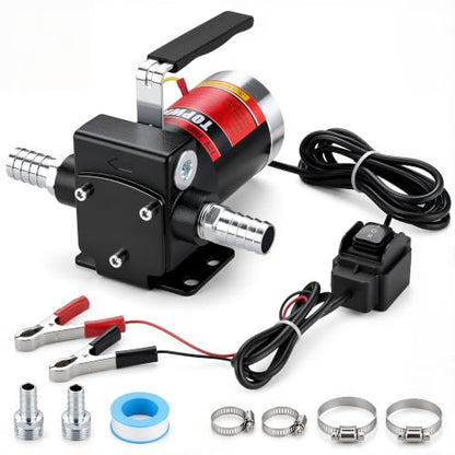 TOPWAY 12V DC Gasoline Fuel Pump 3.7GPM Self-priming Oil Transfer Pump With Handle, Reversible Pumping, Overheat Protection, Explosion-Proof, Built-in Bypass, for Gasoline Fuel Diesel Kerosene Removal - style: 12V 3.7GPM