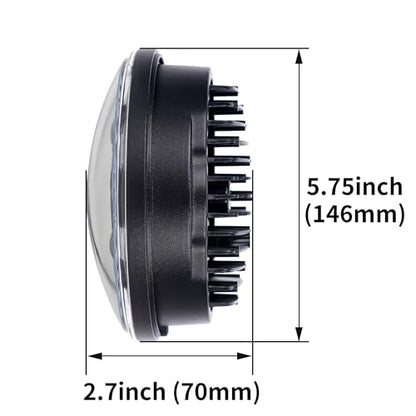 SUP-LIGHT 5 3/4" 5.75 Inch Motorcycle LED Headlight Compatible with Dyna Sportster Iron 883 Street BOB Low Rider Super Wide Headlamps with Round Projector Driving Light -Black