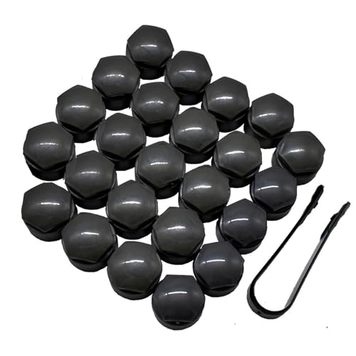 XUKEY Lug Nut Covers for Audi, 24pcs 25mm + Disassembly Tool (Black) - color: Black