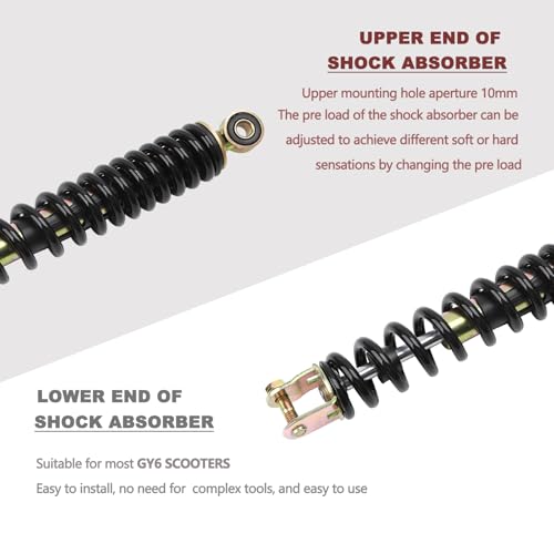 Minho Motorcycle Single Rear Shock Assembies 315MM/12.4" in Heavy Iron Material Compatible with Chinese GY6 50cc Scooter Mopeds Taotao ATM50 - size: 315mm