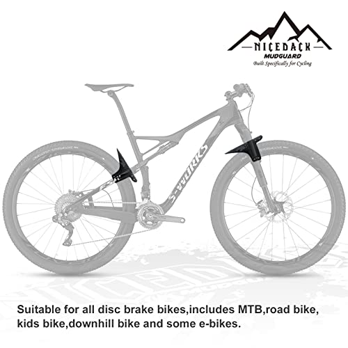 Mountain Bike Fenders, Fits 20-29 Inch MTB, 2-Piece Set - color: A-Grey