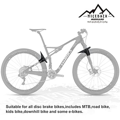 Mountain Bike Fenders, Fits 20-29 Inch MTB, 2-Piece Set - color: A-Grey