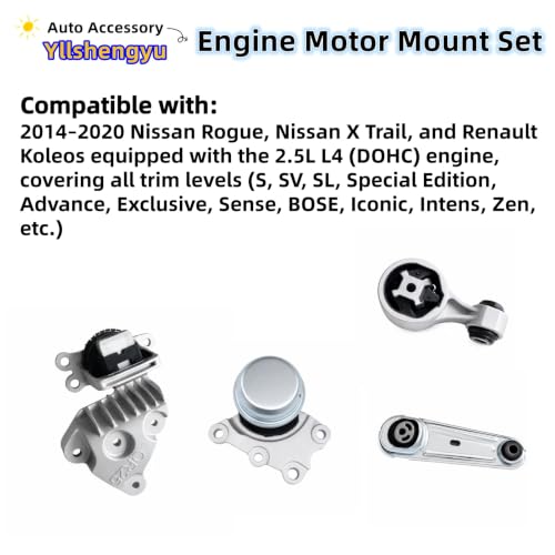 Engine Motor Transmission Mount Kit for Nissan Rogue/X-Trail - size: Nissan Rogue/X-Trail/Renault Koleos 2.5L 2014-2020
