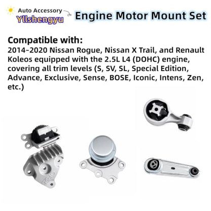 Engine Motor Transmission Mount Kit for Nissan Rogue/X-Trail - size: Nissan Rogue/X-Trail/Renault Koleos 2.5L 2014-2020