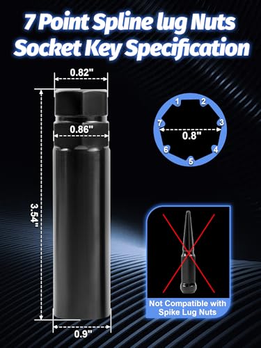 2pcs 7 Point Spline Lug Nuts Tuner Socket Key Tool - size: 7 Point