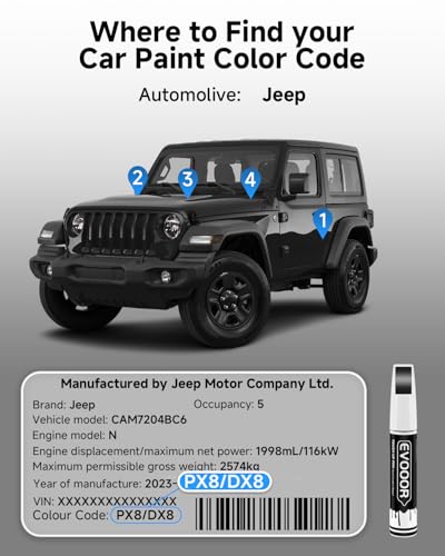 PX8/DX8 Black Crystal Touch Up Paint Compatible with JeepExact Match 2 in 1 Touch up Paint for Chips and Nicks Repair - color: Black Crystal(PX8/DX8) Compatible with Cherokee/Commander/Compass/Grand Cherokee/Liberty/Patriot/Renegade/Wrangler-JK/Wrangler-J