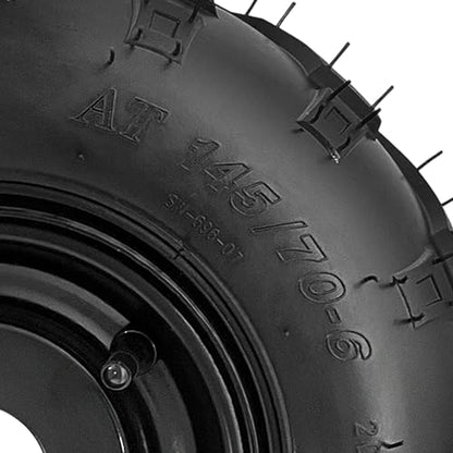 4 Pack 145x70-6 145/70-6 Tubeless Tires and Rims 6" ATV Go Kart Quad Wheels 3 Stud 78mm for 50cc 70cc 90cc 110cc 125cc TaoTao Coolster Kazuma Dune Buggy Mini Bike