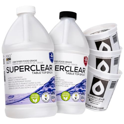 Superclear Table Top Epoxy Resin 1 Gallon Cup Kit, Crystal Clear 1:1 Coat - size: 1 Gallon Cup Kit