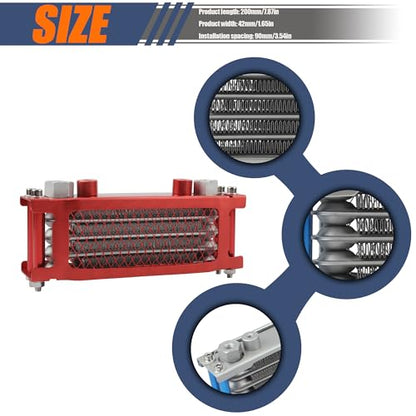 Motorcycle Oil Cooler,Engine Cooling Radiator Compatible with 50cc 70cc 90cc 110cc 125cc 140cc ATV Go Kart Off Road-Red - color: Red
