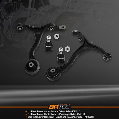 BRTEC 4PCS Front Lower Control Arms Kit with Ball Joints Compatible with Acura TSX 2009-2014, Honda Accord 2008-2012, # K641112 K641113 K500081
