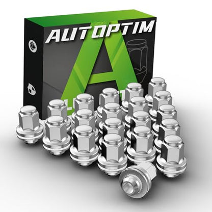 AUTOPTIM M12x1.5 OEM Lug Nuts - 20 Pcs Chrome Mag Flat Seat for Toyota - color: Chrome, size: M12x1.5, style: Long - 20 Pcs