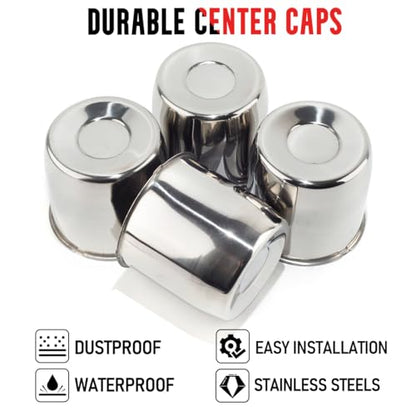 Rtrhinotuning Stainless Steel Push Through Center Caps 4.25" for Trailer Truck Rv Wheel Rims Chrome Trailer Hub Cap 4.11" Hight 4 PCS Wheel Center Caps - color: Chrome, size: 4.25" Center Hole, 4.11" Height