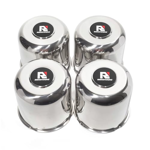 RTrhinotuning 4 PCS 5.15 in Stainless Steel Trailer Wheel Center Caps 4.95 in Tall for Truck SUV RV Rim Center Caps Chrome Push Through Hub Cover - color: Chrome, size: 5.12" Center Hole, 4.95" Height