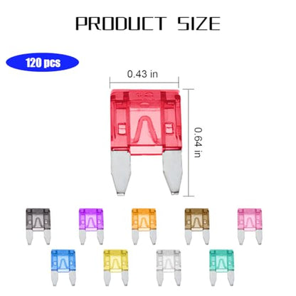 Mandark 120PCS 2-35 Amp Standard Mini and Low-Profile Blade Fuse Kit - color: 120PCS