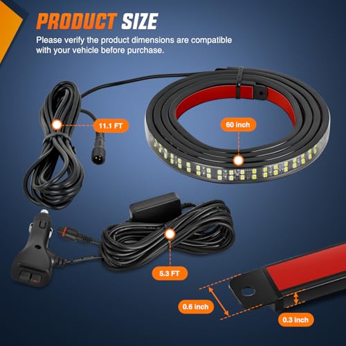 Nilight 60 Inch 360 LED Tailgate Strobe Light Strip Amber White - color: 60" Tailgte Strobe Amber White