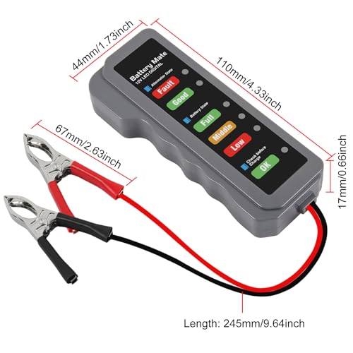 12V car Battery Tester, Alternator Tester Automotive,Battery Checker, Analyzer to Check alternator & Battery Charging System,LED Indication (A) - color: A