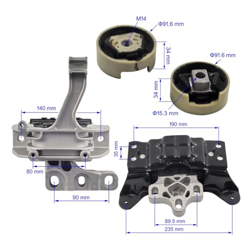 Engine Motor & Trans Mount Set For 2015-2020 Audi A3, S3, TT, TTS Quattro / 2015-2021 Volkswagen Golf Golf AllTrack Golf R Golf Sportwagen GTI Jetta for 9985 9918 9919 9917 A4934 A4935 EM-7275 EM-7260 - size: 2015-2020 A3, S3, TT, TTS Quattro
