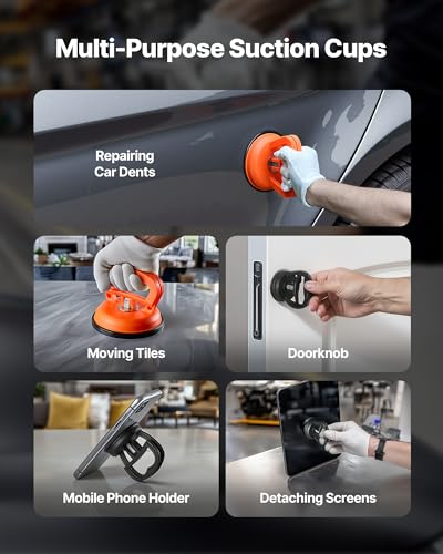 VEVOR Dent Puller Kit, 100 PCS Paintless Dent Removal Kit with Golden Lifter, Bridge Puller, Slide Hammer T-Bar, Glue Gun, Auto Body Hail Damage Remover Tools for Car Refrigerator Door Ding Repair - size: 100PCS