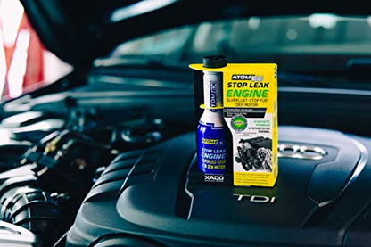 XADO ATOMEX Oil Additive Stop Leak Engine - Restore Seal and Gaskets, Treatment for Car Engine High Mileage or Rear Main Seal, Best Stopper Leaks Reseal (Bottle, 250 ml)