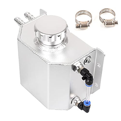 Universal 1L Coolant Overflow Tank, Aluminum Coolant Reservoir Tank, Black - size: 1L-Silver