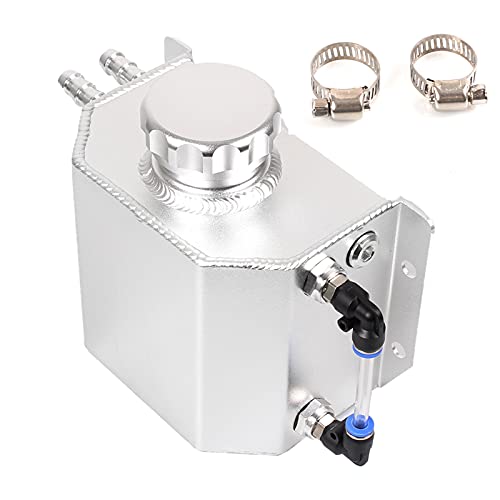 Universal 1L Coolant Overflow Tank, Aluminum Coolant Reservoir Tank, Black - size: 1L-Silver