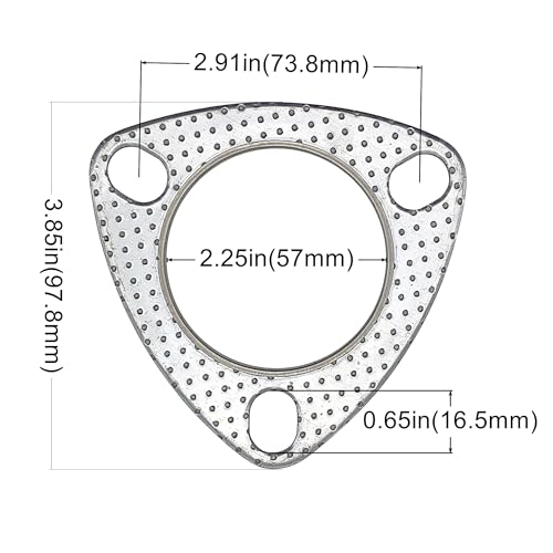 2.25 Inch Exhaust Gasket 3-Bolt 57mm Flange High Temperature Graphite - size: 2.25 in