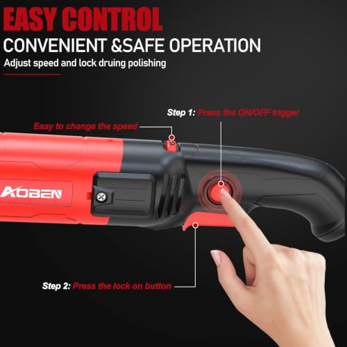 AOBEN Car Buffer Polisher,Rotary polisher,1600W Car Polisher Waxer with 6 Variable Speed,4 Polishing Pads,Detachable Handle for Car Polishing and Waxing - size: AT3501-D1